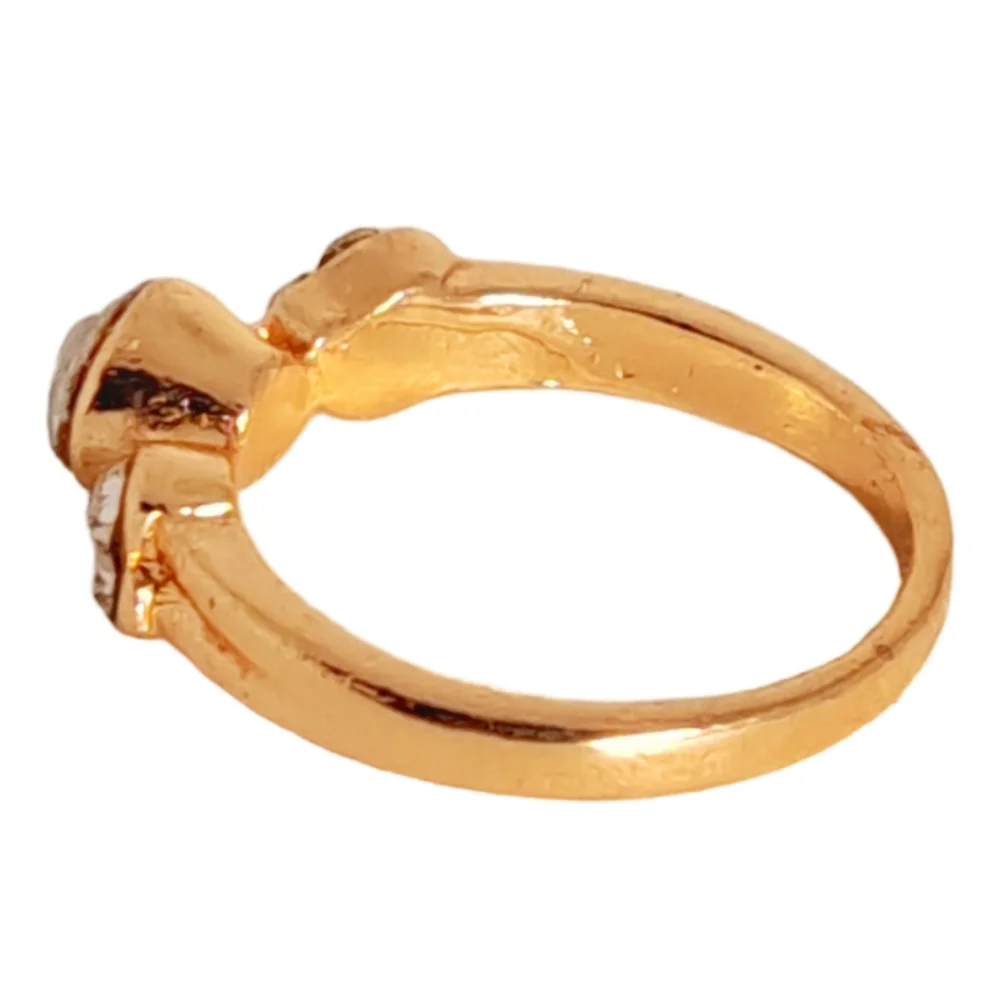 Rose Gold Tone Ring with 3 Rhinestones